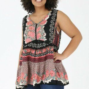 Angie Tank Top Floral Boho Peasant Plus Size